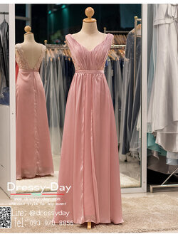 รหัส ชุดราตรียาว : PF055 ชุดราตรียาว เดรสออกงาน ชุดไปงานแต่งงาน ชุดแซก สีชมพู ซีทรูช่วงเอวด้านข้าง หมาะสำหรับงานแต่งงาน งานกลางคืน กาล่าดินเนอร์