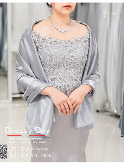 รหัส ชุดผ้าคลุมไหล่ : DD005 ผ้าคลุมไหล่ชุดราตรี ไปงานแต่ง ออกงาน สวย เรียบหรู ไฮโซมากค่ะ พร้อมส่ง สีเทา/เงิน