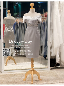 รหัส ชุดราตรี :PFS078 ชุดราตรีสั้น มีแขน เปิดไหล่ พร้อมส่ง สวย เรียบ หรู ดูแพง ใส่ไปงานแต่งงานกลางวัน กลางคืน คนอ้วนใส่สวยมาก สำเนา