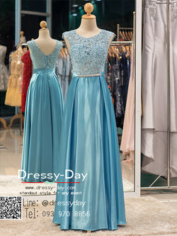 รหัส ชุดราตรียาว : PF002 ชุดราตรียาว เดรสออกงาน ชุดไปงานแต่งงาน ชุดแซก ชุดราตรียาวสีฟ้า สวยหรูด้วยลูกไม้ด้านบนและเรียบหรูด้วยผ้าซาติน เหมาะสำหรับงานแต่งงาน งานกลางคืน กาล่าดินเนอร์