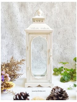 Vintage Lantern ตะเกียงสไตล์วินเทจ สีครีม งานโลหะและกระจก