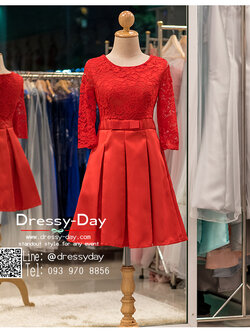 รหัส ชุดราตรีสั้น : BB066 ชุดแซก ชุดราตรี มีแขน สีแดง เหมาะใส่งานแต่งงาน สวย สง่า ดูดีแบบเจ้าหญิง ใส่เป็นชุดงานเช้า ชุดไปงานแต่งงาน งานกาล่าดินเนอร์ งานเลี้ยง งานพรอม งานรับกระบี่