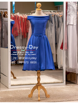 รหัส ชุดไปงานแต่งงาน : BB053 ชุดราตรีสั้น ชุดเดรสออกงาน ชุดแซก ด้านหลังคลอเส็ทผูกเชือก พร้อมส่ง สำเนา