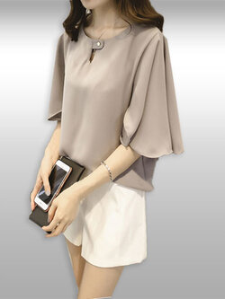 เสื้อแฟชั่นคอกลมแขนสั้นใส่สบายมี3สี รหัส 2029