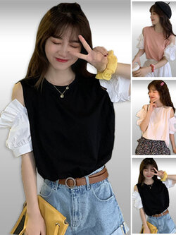 เสื้อแฟชั่นเปิดไหล่สไตล์เกาหลี มี3สี รหัส 2317