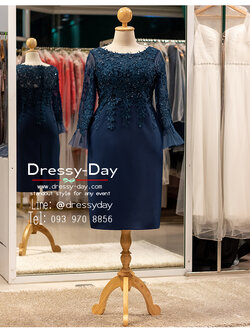 รหัส ชุดเจ้าภาพ : PFS098 ชุดแม่เจ้าสาวอวบ อ้วน ชุดแม่เจ้าบ่าวตอนกลางวัน เช้า แบบแขนยาว สวย หรูหรา สมฐานะเจ้าภาพ