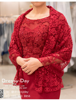 รหัส ชุดผ้าคลุมไหล่ : DD002 ผ้าคลุมไหล่ชุดราตรี ไปงานแต่ง ผ้าคลุมไหล่ชุดราตรีไซส์ใหญ่ เสื้อคลุมชุดราตรี พร้อมส่ง สวย เรียบหรู สีแดง