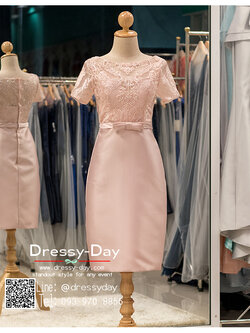 รหัส ชุดเจ้าภาพ :PFS053 ชุดแซกผ้าลูกไม้งานสวยตกแต่งลูกไม้กริตเตอร์ ชุดราตรีสั้นหรูสีทอง สวย สง่า ดูดีแบบเจ้าหญิง ใส่เป็นชุดไปงานแต่งงาน งานกาล่าดินเนอร์ งานเลี้ยง