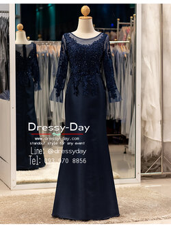 รหัส ชุดราตรียาว : PFL153 ชุดราตรีแม่เจ้าสาว แม่เจ้าบ่าว ญาติเจ้าภาพ มีแขนยาว ปักผ้าลูกไม้และเลื่อม สวย หรูหรา สมฐานะในเกรดเจ้าภาพ