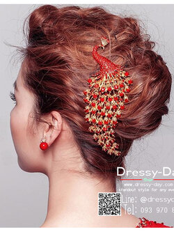 รหัส TR074 : พร้อมส่ง ขาย ปิ่นปักผมจีน ลายนกยูง เครื่องประดับผมจีน แบบโบราณ เหมาะมากสำหรับใส่ในพิธียกน้ำชา และงานแต่งงานธรรมเนียมจีน