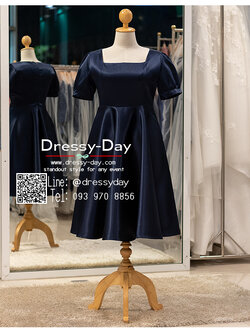 รหัส ชุดราตรี :PFS090 ชุดราตรีสั้น ชุดไปงานแต่งกลางวัน กลางคืน พร้อมส่ง มีแขน กระโปรงทวิสต์ สวย หวาน หรู น่ารักสไตล์คุณหนู คนอ้วนก็ใส่สวยค่ะ