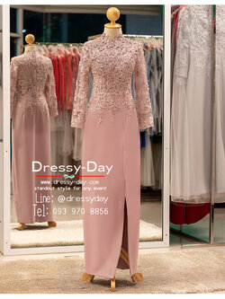 รหัส ชุดเจ้าภาพ : PFL214 ชุดแม่เจ้าสาวงานเช้า ชุดแม่เจ้าบ่าวตอนกลางวัน ชุดเจ้าภาพแขนยาว สวย หรู สง่างาม