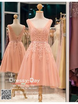 รหัส ชุดราตรีสั้น : PF065 - 2 ชุดราตรีสั้น เดรสออกงาน ชุดไปงานแต่งงาน ชุดแซก สีชมพู แขนกุด เหมาะสำหรับงานแต่งงาน งานกลางคืน กาล่าดินเนอร์