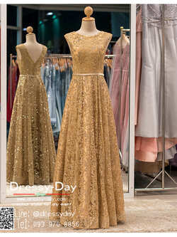 รหัส ชุดราตรี : PFL043 ชุดราตรียาว แขนกุด สวยหรูเซ็กซี่อลังสุดๆ สีทอง ใส่ออกงานบายเนียร์ งานพรอม ไปงานแต่งงานกลางคืน งานเดินพรหมแดง งานกาล่าดินเนอร์