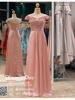 รหัส ชุดราตรีคนอ้วน : PFL027 ชุดราตรียาวพร้อมส่ง สีชมพู แบบมีแขนเปิดไหล่ โอบไหล่ จับเดรปอก ผ้าเครปซาตินอย่างดี ใส่เป็นชุดไปงานแต่งงานกลางคืน ชุดงานเลี้ยง ชุดพิธีกร น่ารักมาก