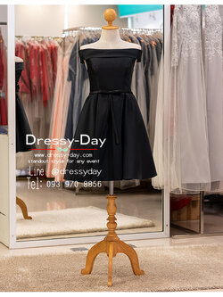 รหัส ชุดไปงานแต่งงาน : BB053 ชุดราตรีสั้น ชุดเดรสออกงาน ชุดแซก ด้านหลังคลอเส็ทผูกเชือก พร้อมส่ง