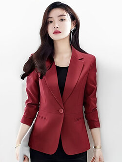 เสื้อสูทผู้หญิงแขนยาวสีไวน์แดงแบบสวยหรู มี 5 ไซส รหัส1695