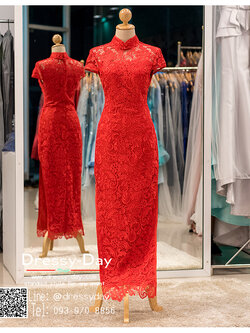 รหัส ชุดกี่เพ้า : KPL034 ชุดกี่เพ้าแบบยาว ผ้าลูกไม้เนื้อดีทั้งชุด สีแดง สวย หรู และสง่ามากๆ เจ้าสาวที่มองหา ชุดกี่เพ้าประยุกต์ สำหรับใส่ในพิธียกน้ำชา ชุดส่งตัว ถ่ายพรีเวดดิ้ง ชุดแต่งงานตามธรรมเนียมจีน แนะนำคะ สวยมาก