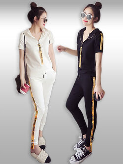 ชุดเซทแนวสปอร์ตเสื้อแฟชั่นมีฮู้ดสไตล์เกาหลี รหัส2017