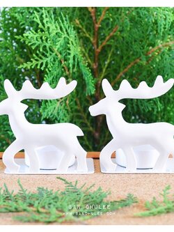 White Reindeer Candle Holders เชิงเทียนกวางสีขาว
