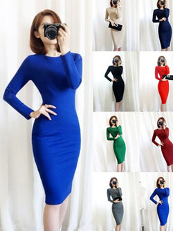 สินค้าพรีออเดอร์ ชุดเดรสแฟชั่นสไตล์เรียบหรู 8 สี 5ไซส รหัส PO-Dress-006