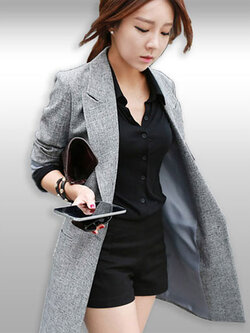 เสื้อสูทผู้หญิงสีเทาตัวยาวสไตล์เกาหลี มี 5 ไซส รหัส2191