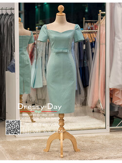 รหัส ชุดราตรีสั้น : PK020 ชุดแซก ชุดราตรี สีน้าเงิน มีแขนเรียบหรูเหมาะใส่ออกงานกลางคืน งานคอกเทล