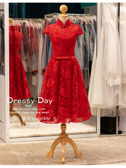 รหัส ชุดราตรีสั้น : PFS123 ชุดงานหมั้นแบบจีน ประยุกต์ สมัยใหม่ ชุดแต่งงานยกน้ำชา สวย เรียบหรู แบบมินิมอลสไตลล์