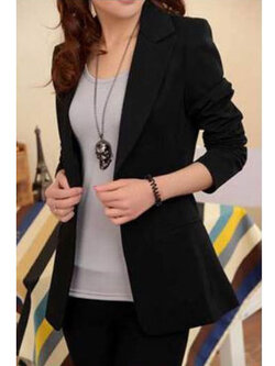 เสื้อสูทผู้หญิงแขนยาวสีดำทรงยาวแบบสวยหรูรหัส1840