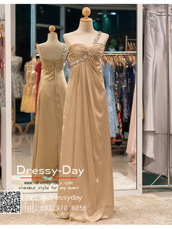 รหัส ชุดไปงานแต่งงาน :PF063 ชุดราตรียาว ไหล่เดี่ยวสีทอง ใส่แล้วสวยหรูแต่แอบเซ็กซี่เบาๆ ใส่ออกงานกลางคืน ไปงานแต่งงาน งานเลี้ยง งานรับรางวัล งานบายเนียร์ งานพรอม งานกาล่าดินเนอร์ งานเดินพรหมแดง หรือชุดเพื่อนเจ้าสาว สวยปังมาก