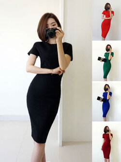 สินค้าพรีออเดอร์ ชุดเดรสแฟชั่นสไตล์เรียบหรู 5สี 5ไซส รหัส PO-Dress-007