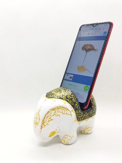 ช้างวางนามบัตรและมือถือ Size S สีขาวดำ