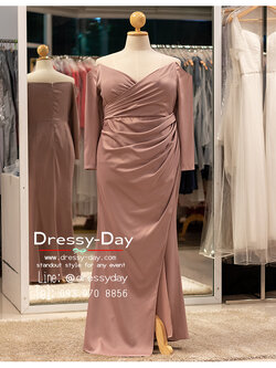 รหัส ชุดเจ้าภาพ : PFL174 ชุดไปงานแต่งคนอ้วน ชุดราตรีคนอวบสวยๆ แบบมีแขน เรียบหรูดูแพง พร้อมส่ง