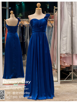รหัส ชุดราตรียาว :PF082 ชุดแซก ชุดราตรียาว หรู สีน้ำเงิน ไหล่เฉียงประดับดอกไม้สวยๆ สวยเก๋มากๆ เหมาะสำหรับงานแต่งงาน งานกลางคืน กาล่าดินเนอร์