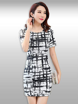 ชุดเดรสแฟชั่นแต่งลายใส่ทำงานสวยหวาน รหัส 2221