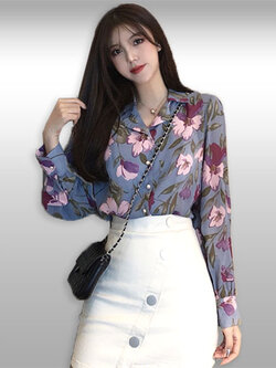 เสื้อเชิ๊ตแฟชั่นแต่งลายใส่ออกงานสวยเก๋ รหัส 2154