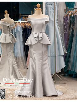 รหัส ชุดราตรียาว :PF048 ชุดราตรียาวปาดไหล่ ชุดเดรสออกงานระบายชายช่วงเอว ชุดไปงานแต่งงานทรงหางปลา ชุดแซก ชุดไปงานแต่งงานสีเทา เปิดไหล่สวยเก๋มากๆ เหมาะสำหรับงานแต่งงาน งานกลางคืน กาล่าดินเนอร์