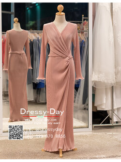 รหัส ชุดราตรียาว : PFL096 ชุดราตรียาว สีชมพู แขนยาว ผ่าหน้า คอวี สุดเซ็กซี่ เหมาะใส่ออกงานกลางคืน งานแต่งงาน งานกาล่าดินเนอร์ งานเลี้ยง งานพรอม งานรับกระบี่