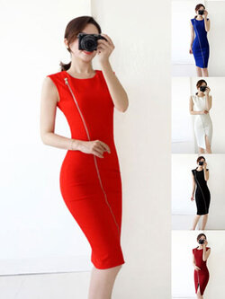 สินค้าพรีออเดอร์ ชุดเดรสแฟชั่นทำงานสไตล์เรียบหรู 5สี 4ไซส รหัส PO-Dress-015