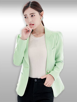 เสื้อสูทผู้หญิงแขนยาวสีเขียวแบบเรียบหรู รหัส2012