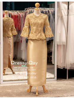 รหัส ชุดเจ้าภาพ : PFL192 ชุดผู้ใหญ่ไปงานแต่งกลางวัน เช้า บ่าย แบบแยกชิ้น ชุดออกงานวัยกลางคนแบบผ้าไหม สวย เรียบ หรู