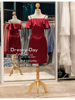 รหัส ชุดราตรี :PAS005 ชุดราตรีคนอ้วนสีแดง ชุดราตรีสั้น เปิดไหล่ ชุดไปงานแต่งกลางคืน กลางวัน ชุดราตรีคนอวบสวยๆ