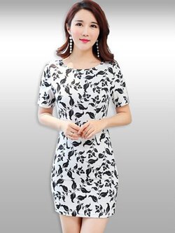 ชุดเดรสแฟชั่นแต่งลายใส่ทำงานสวยหวาน รหัส 2220