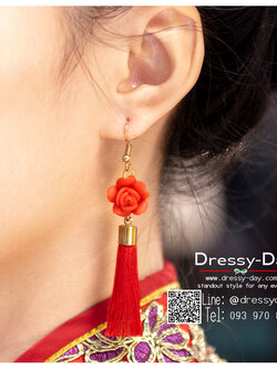 รหัส ต่างหูจีนโบราณ : TR151 ต่างหูจีนโบราณ พร้อมส่ง เครื่องประดับผมเจ้าสาวจีน หรือใส่คู่กับชุดกี่เพ้า สวย หรู ทันสมัย