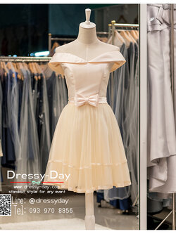 รหัส ชุดราตรีสั้น :BB045 มีชุดราตรีสวย สีครีม ชุดไปงานแต่งสั้น เหมาะใส่งานหมั้น งานเช้า หรู พร้อมส่งเยอะสุดในไทย เนื้อผ้าพรีเมี่ยม คัตติ้งเนี๊ยบๆ คอบัว