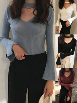 เสื้อแฟชั่นแต่งสายคล้ายโช้คเก้อร์สวยเก๋ สไตล์เกาหลี มี 4 สี รหัส 1768