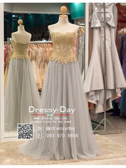 รหัส ชุดราตรียาว : PF014 ชุดราตรียาว เดรสออกงาน ชุดไปงานแต่งงาน ชุดแซก สีเทา เกาะอก เหมาะสำหรับงานแต่งงาน งานกลางคืน กาล่าดินเนอร์