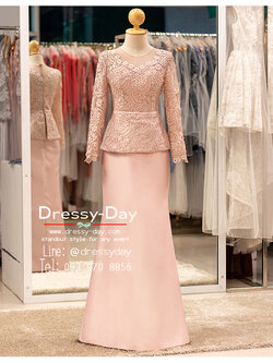 รหัส ชุดเจ้าภาพ : PF216 ชุดแม่เจ้าสาวเรียบหรู ลูกไม้ไม่แก่ ชุดแม่เจ้าบ่าวตอนเช้า กลางวัน สวย หรู ทันสมัย