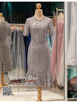 รหัส ชุดเจ้าภาพ :PK011 ชุดแซก ชุดราตรี สีเทา ลูกไม้ มีแขนเรียบหรูเหมาะใส่ออกงานกลางคืน งานคอกเทล