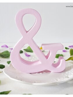 Spring Beauty - สัญลักษณ์ & (Ampersand) ตั้งโต๊ะ งานไม้สัก โทนสีชมพู